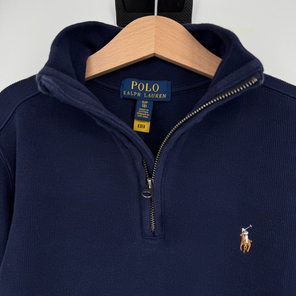 Polo Ralph Lauren Boy's Blue Quarter Zip Pullover Sweatshirt Size S 8 - Picture 2 of 5